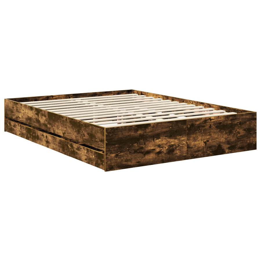 Bedframe met lade Gerookt eiken 150 x 200 cm Ingenieurshout