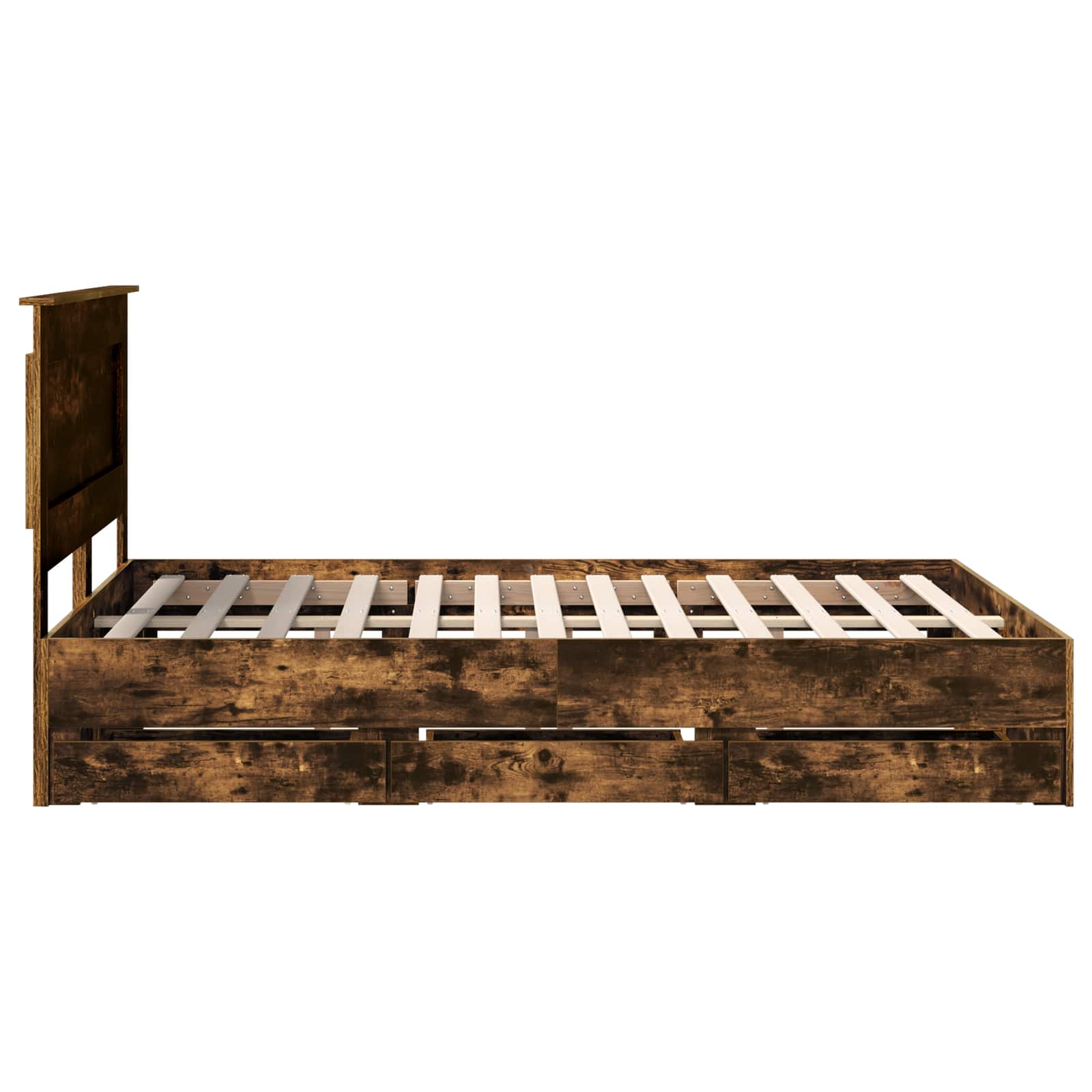 Bedframe met lade Gerookt eiken 140 x 190 cm Ingenieurshout