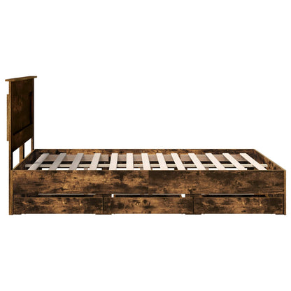 Bedframe met lade Gerookt eiken 140 x 190 cm Ingenieurshout