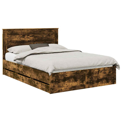 Bedframe met lade Gerookt eiken 140 x 200 cm Ingenieurshout