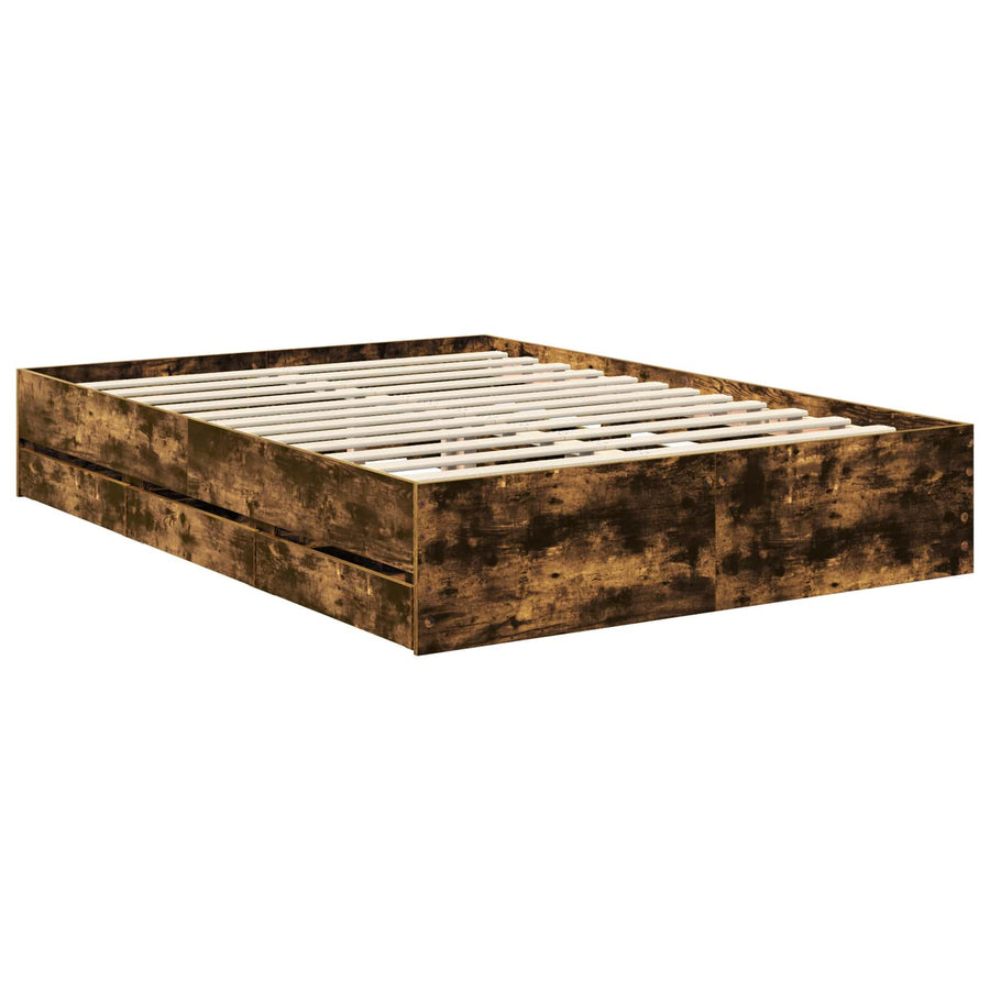 Bedframe met lade Gerookt eiken 140 x 200 cm Ingenieurshout