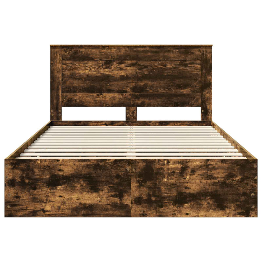 Bedframe met lade Gerookt eiken 140 x 200 cm Ingenieurshout