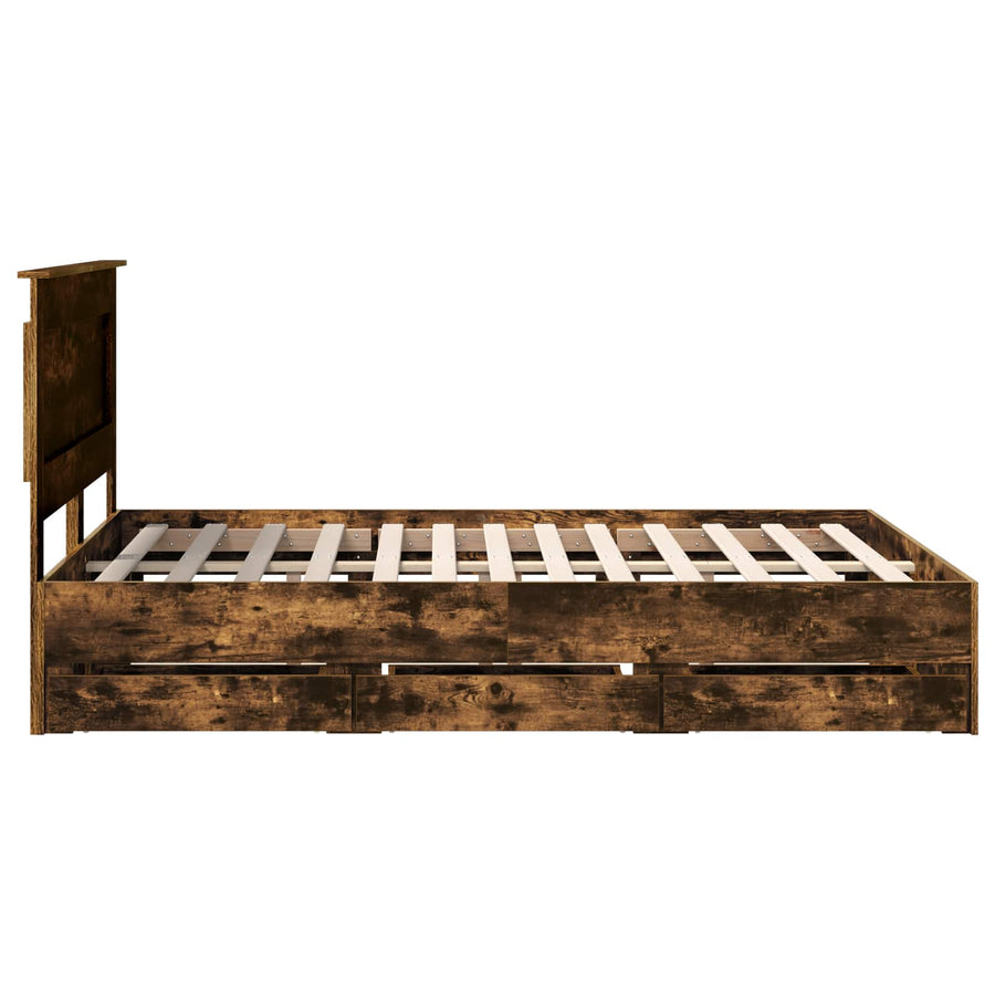 Bedframe met lade Gerookt eiken 140 x 200 cm Ingenieurshout