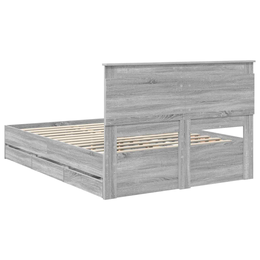 Bedframe met lade Grijs Sonoma 140 x 200 cm Ingenieurshout