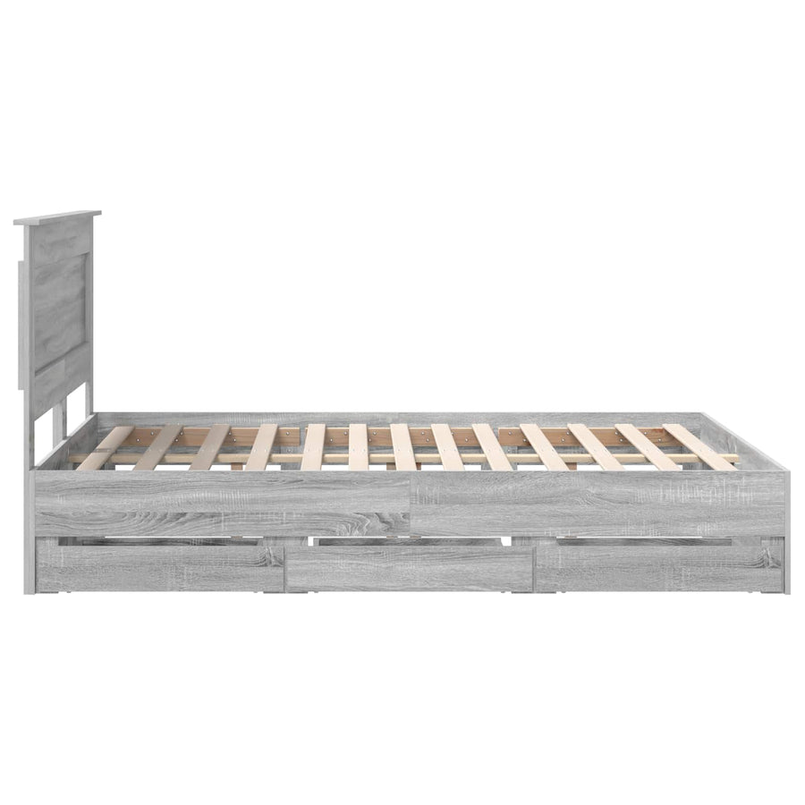 Bedframe met lade Grijs Sonoma 140 x 200 cm Ingenieurshout