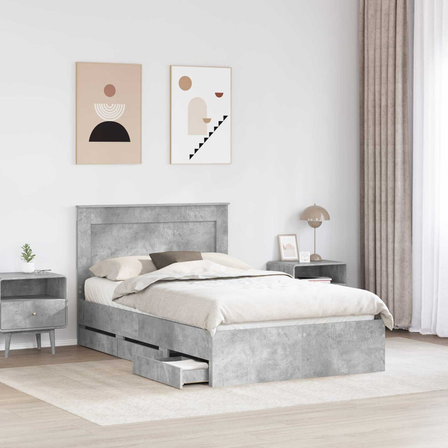 Bedframe met lade Beton Grijs 135 x 190 cm Ingenieurshout
