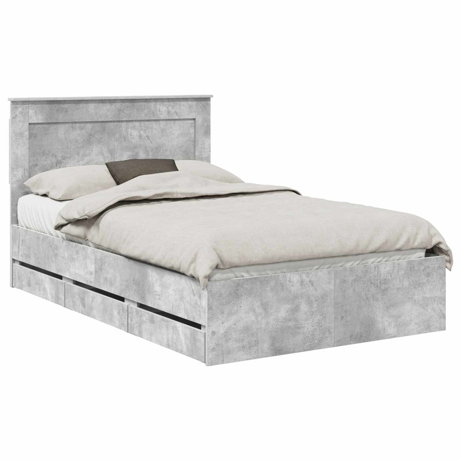 Bedframe met lade Beton Grijs 135 x 190 cm Ingenieurshout