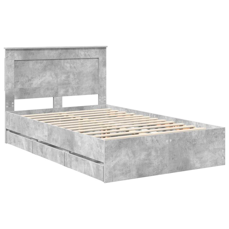 Bedframe met lade Beton Grijs 135 x 190 cm Ingenieurshout