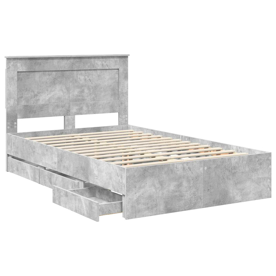 Bedframe met lade Beton Grijs 135 x 190 cm Ingenieurshout