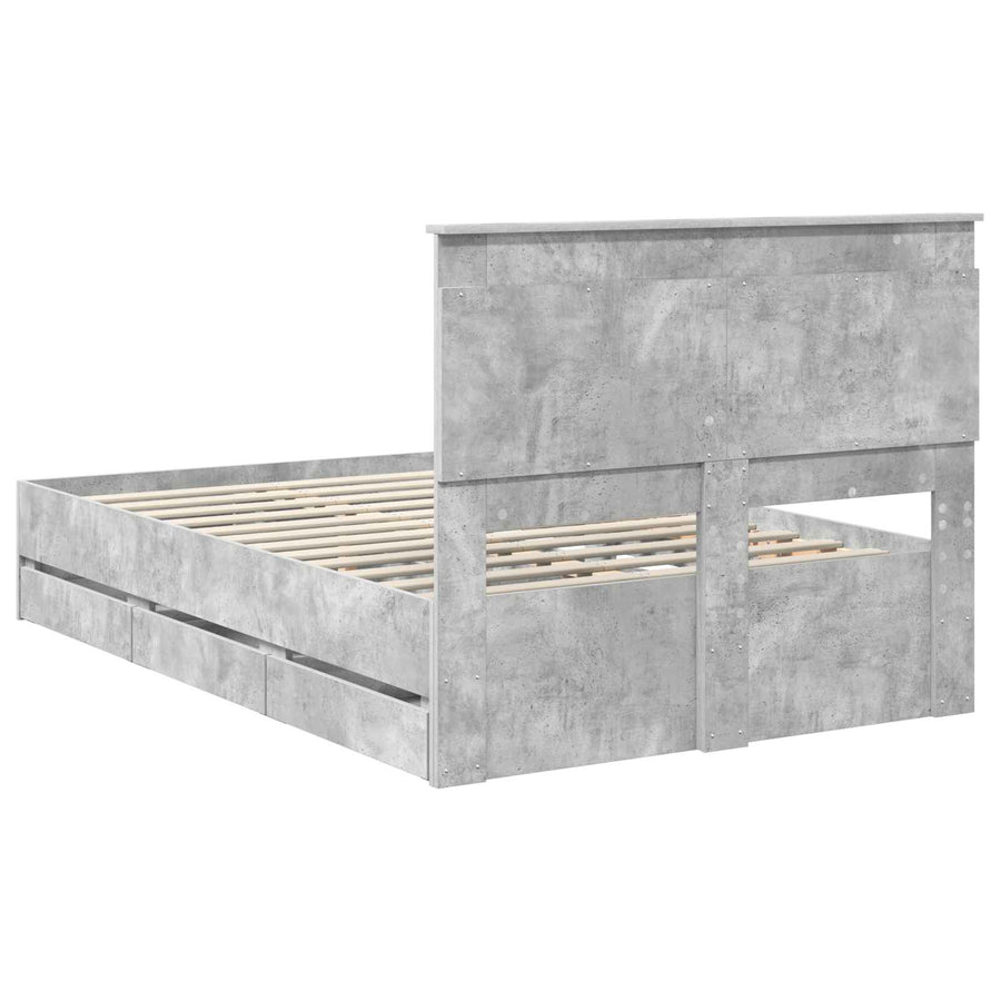 Bedframe met lade Beton Grijs 135 x 190 cm Ingenieurshout