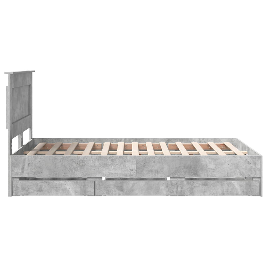 Bedframe met lade Beton Grijs 135 x 190 cm Ingenieurshout