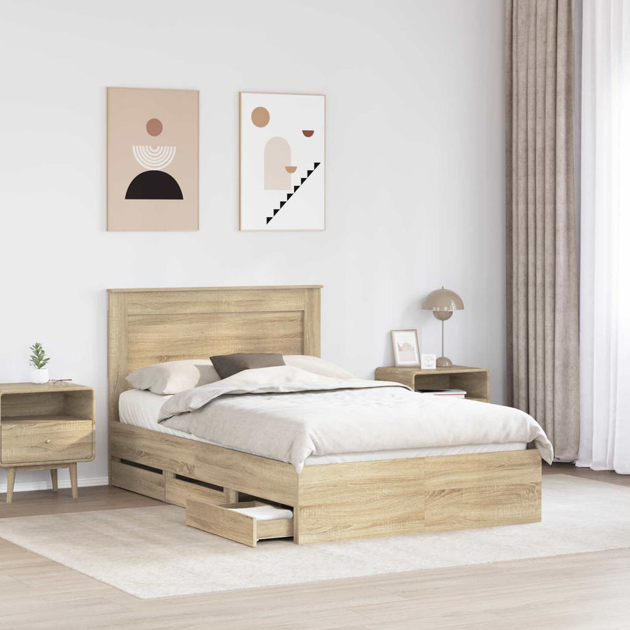 Bedframe met lade Sonoma Eiken 120 x 190 cm Ingenieurshout