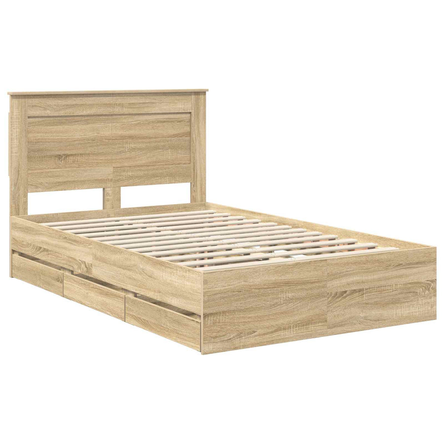 Bedframe met lade Sonoma Eiken 120 x 190 cm Ingenieurshout