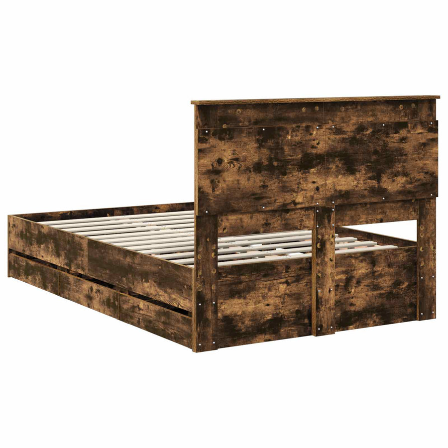 Bedframe met lade Gerookt eiken 120 x 190 cm Ingenieurshout