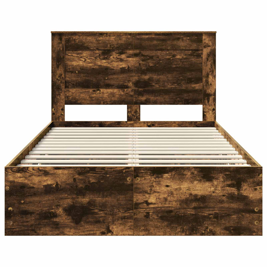 Bedframe met lade Gerookt eiken 120 x 190 cm Ingenieurshout