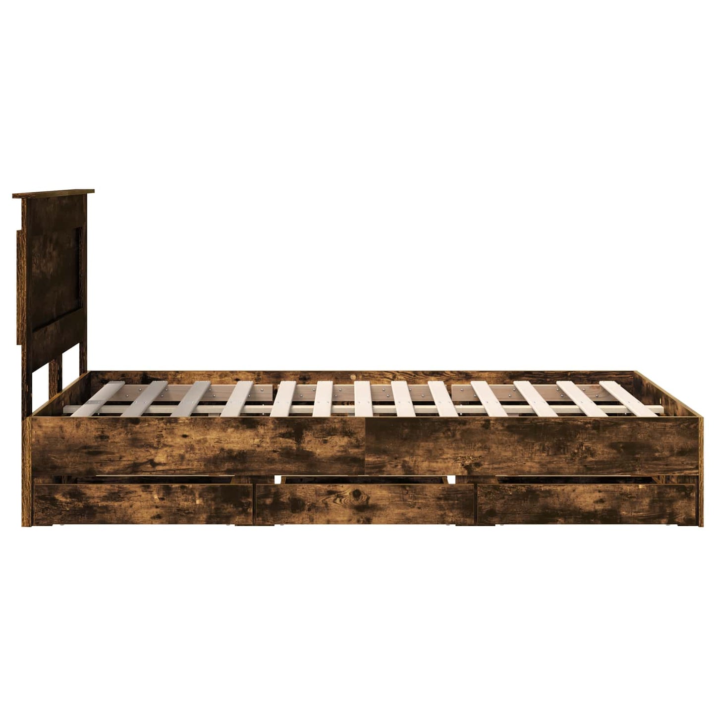 Bedframe met lade Gerookt eiken 120 x 190 cm Ingenieurshout