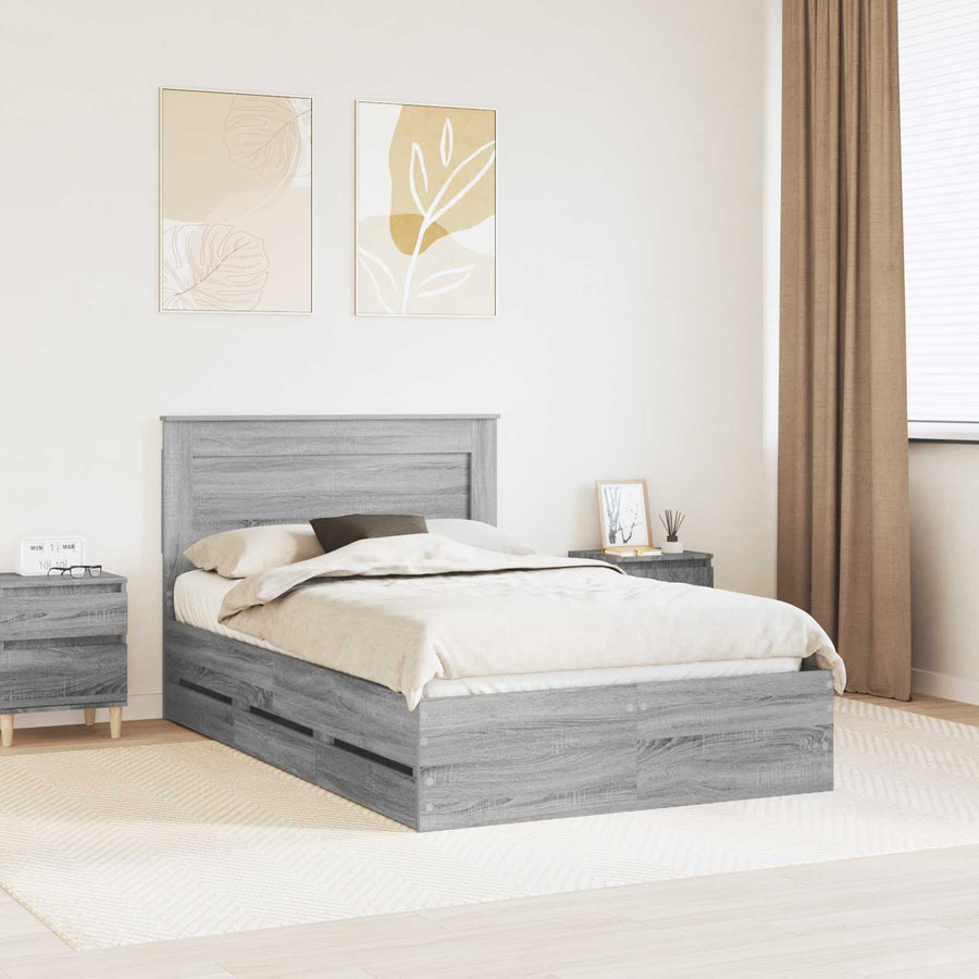 Bedframe met lade Grijs Sonoma 120 x 190 cm Ingenieurshout