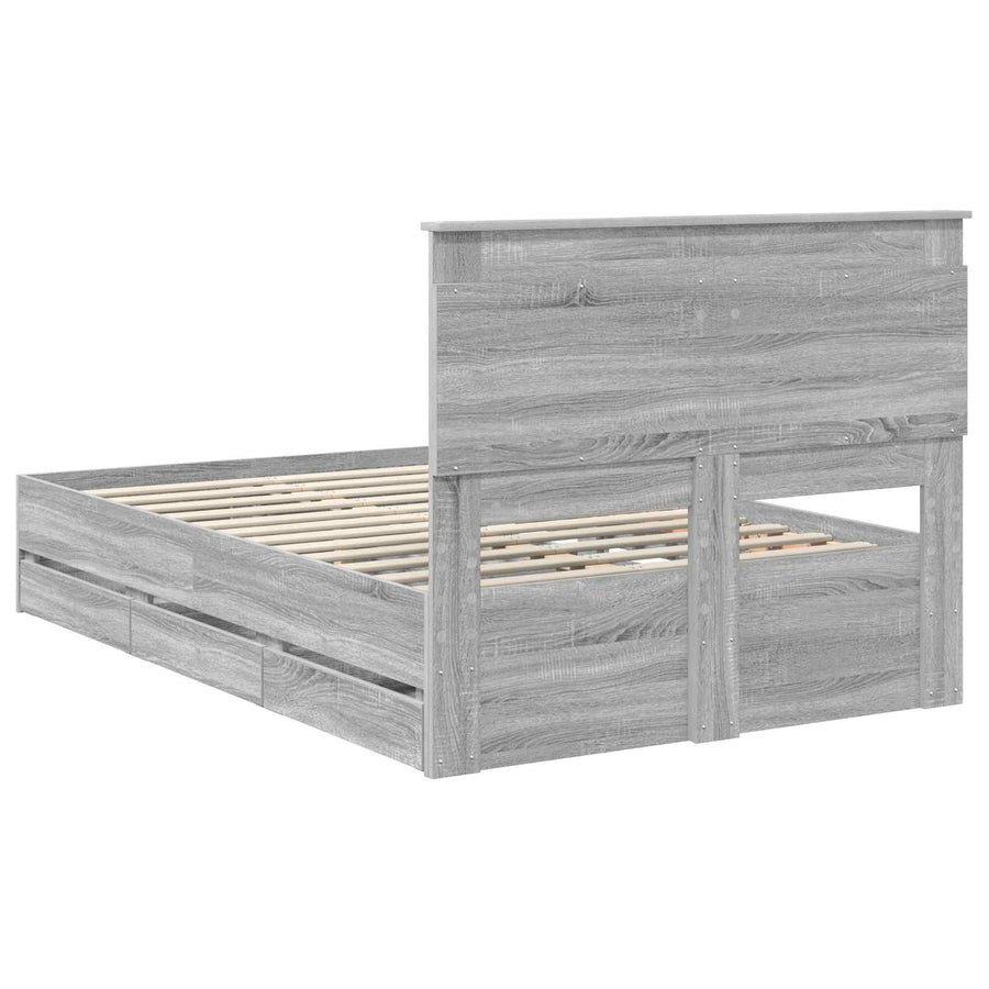 Bedframe met lade Grijs Sonoma 120 x 190 cm Ingenieurshout