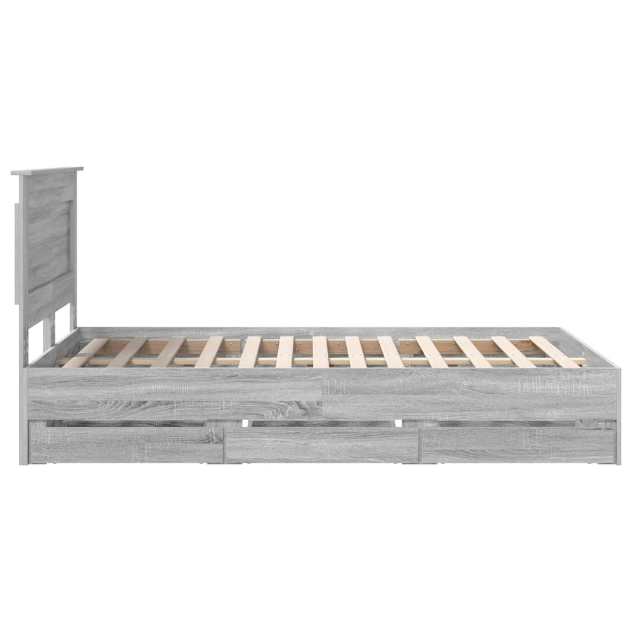 Bedframe met lade Grijs Sonoma 120 x 190 cm Ingenieurshout