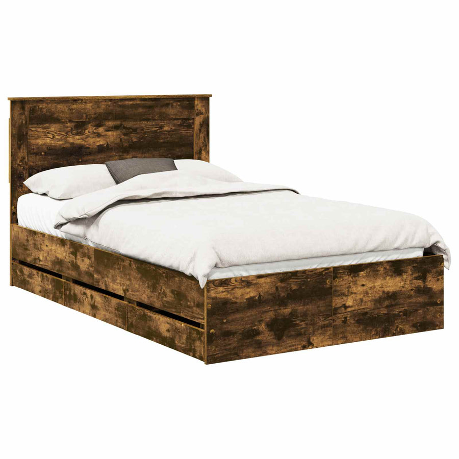 Bedframe met lade Gerookt eiken 120 x 200 cm Ingenieurshout