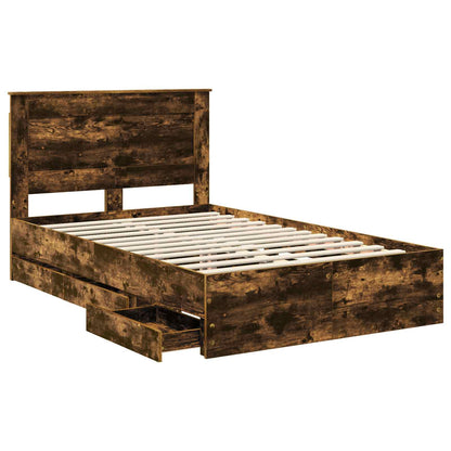 Bedframe met lade Gerookt eiken 120 x 200 cm Ingenieurshout