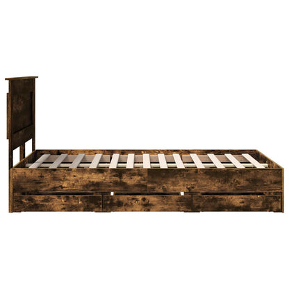 Bedframe met lade Gerookt eiken 120 x 200 cm Ingenieurshout