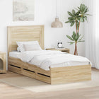 Bedframe 100x200 cm Sonoma eiken ingenieurshout met lade