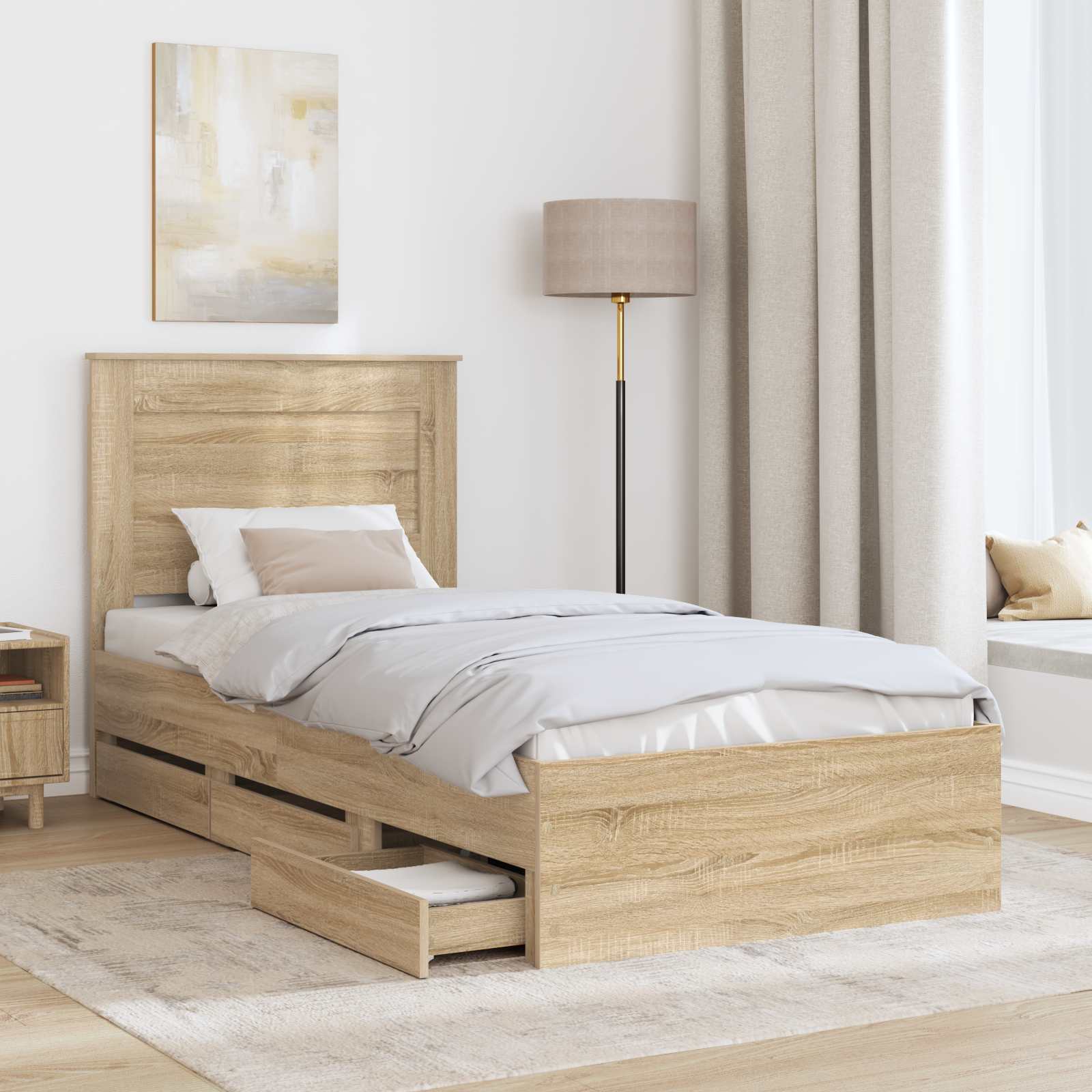 Bedframe met lade Sonoma Eiken 100 x 200 cm Ingenieurshout