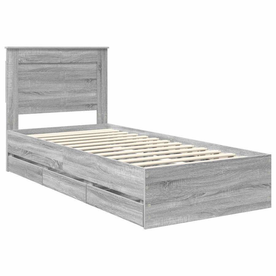 Bedframe met lade Grijs Sonoma 100 x 200 cm Ingenieurshout