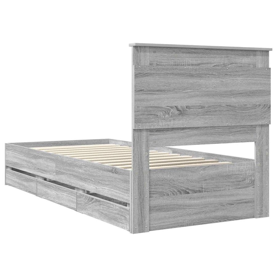 Bedframe met lade Grijs Sonoma 100 x 200 cm Ingenieurshout