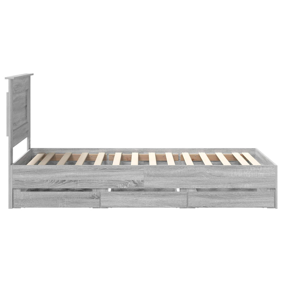 Bedframe met lade Grijs Sonoma 100 x 200 cm Ingenieurshout