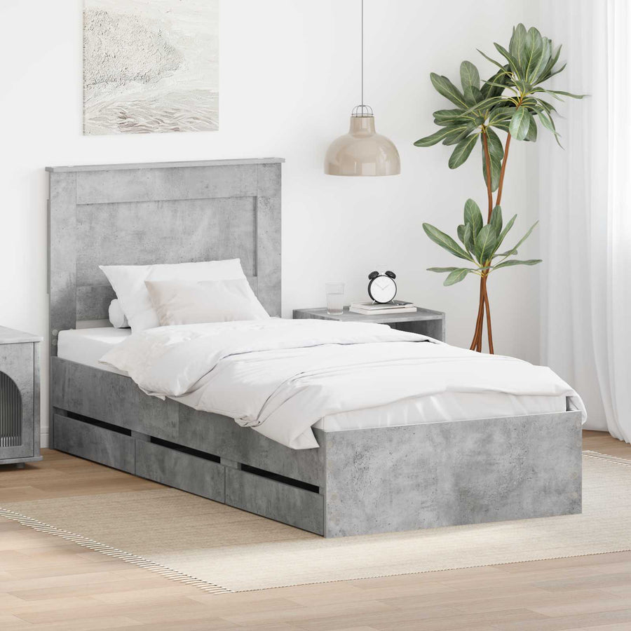 Bedframe met lade Beton Grijs 90 x 190 cm Ingenieurshout