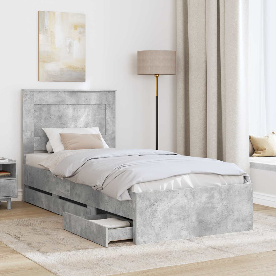 Bedframe met lade Beton Grijs 90 x 190 cm Ingenieurshout