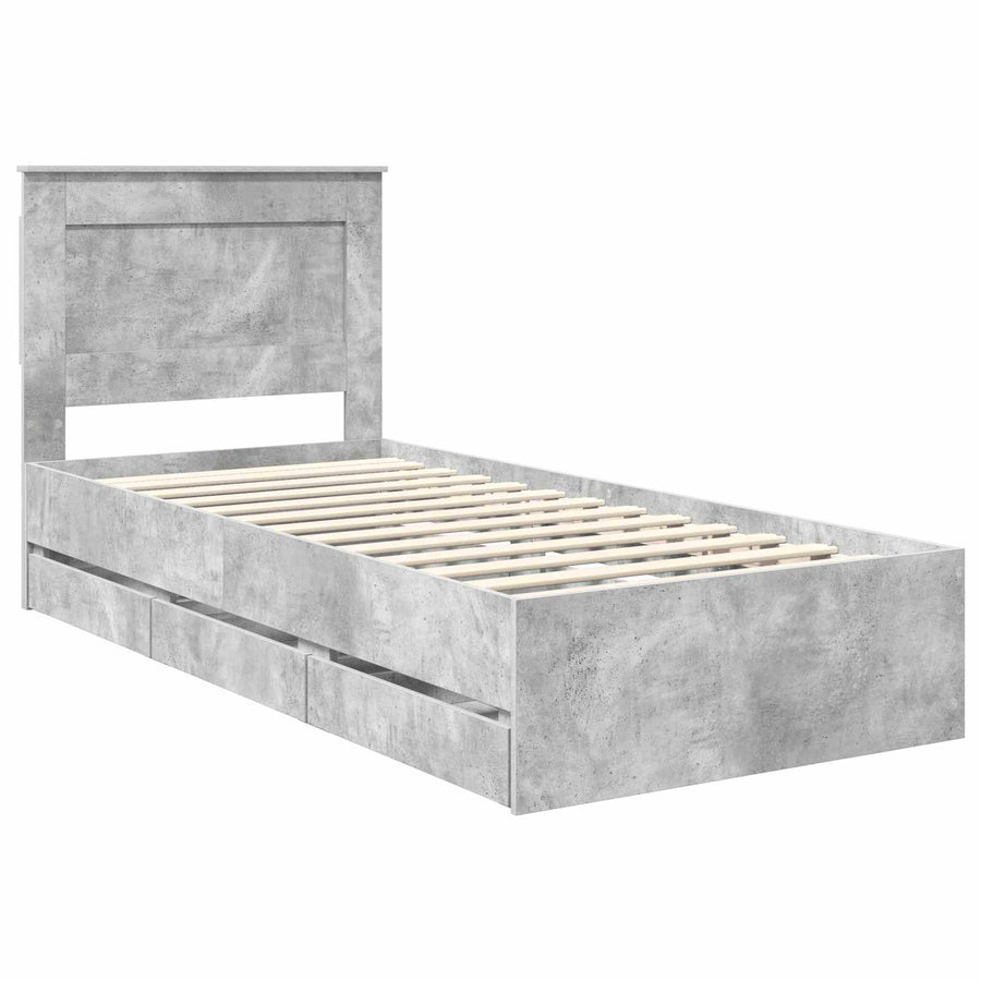Bedframe met lade Beton Grijs 90 x 190 cm Ingenieurshout