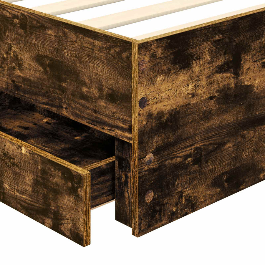 Bedframe met lade Gerookt eiken 90 x 190 cm Ingenieurshout