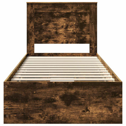 Bedframe met lade Gerookt eiken 90 x 190 cm Ingenieurshout