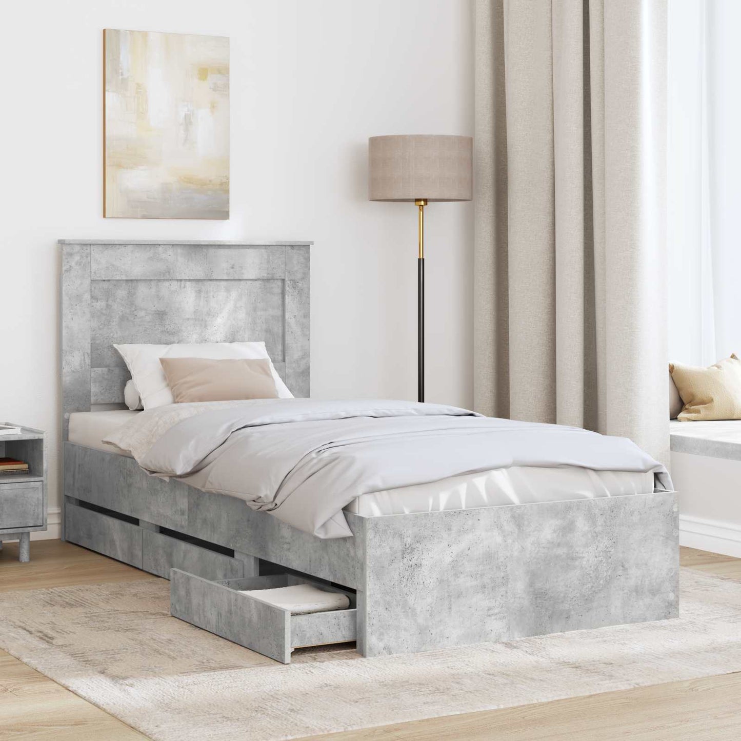 Bedframe met lade Beton Grijs 90 x 200 cm Ingenieurshout