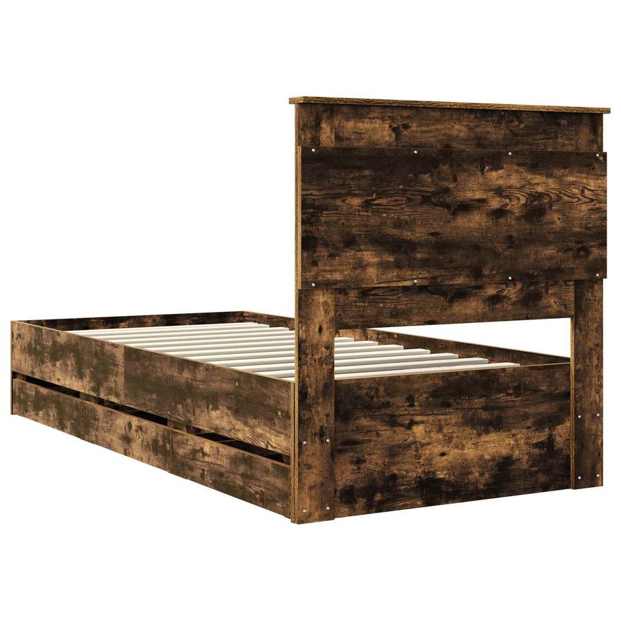 Bedframe met lade Gerookt eiken 90 x 200 cm Ingenieurshout