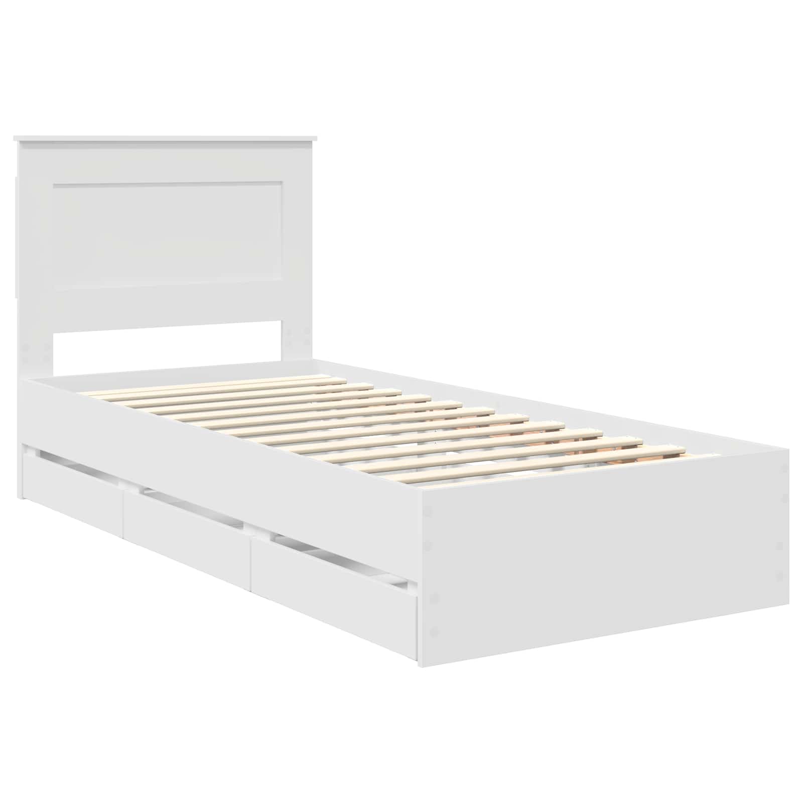 Bedframe met lade met hoofdeinde Wit 75 x 190 cm Ingenieurshout