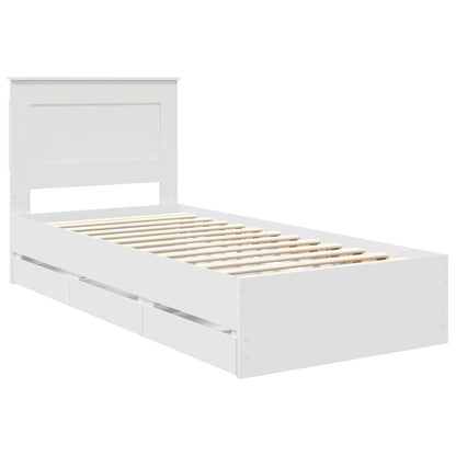 Bedframe met lade met hoofdeinde Wit 75 x 190 cm Ingenieurshout