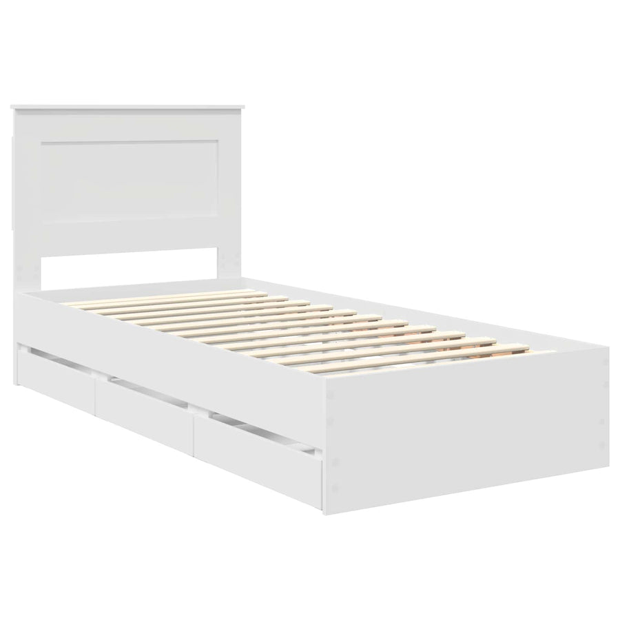 Bedframe met lade met hoofdeinde Wit 75 x 190 cm Ingenieurshout