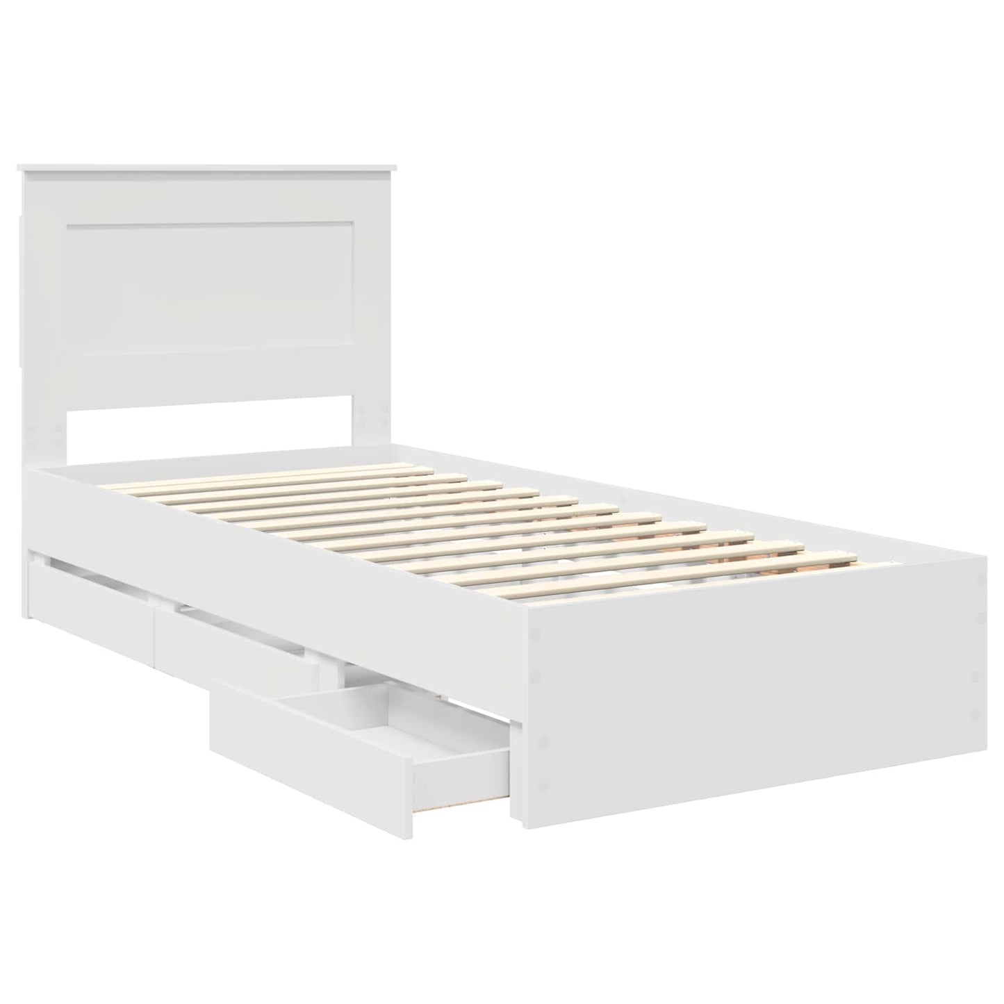 Bedframe met lade met hoofdeinde Wit 75 x 190 cm Ingenieurshout