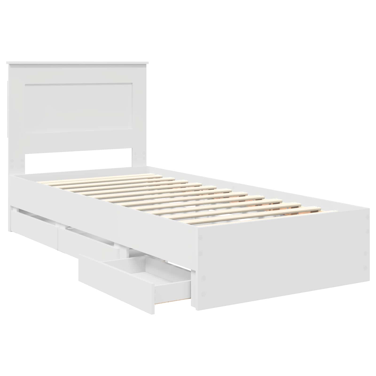Bedframe met lade met hoofdeinde Wit 75 x 190 cm Ingenieurshout