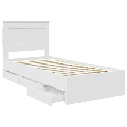 Bedframe met lade met hoofdeinde Wit 75 x 190 cm Ingenieurshout