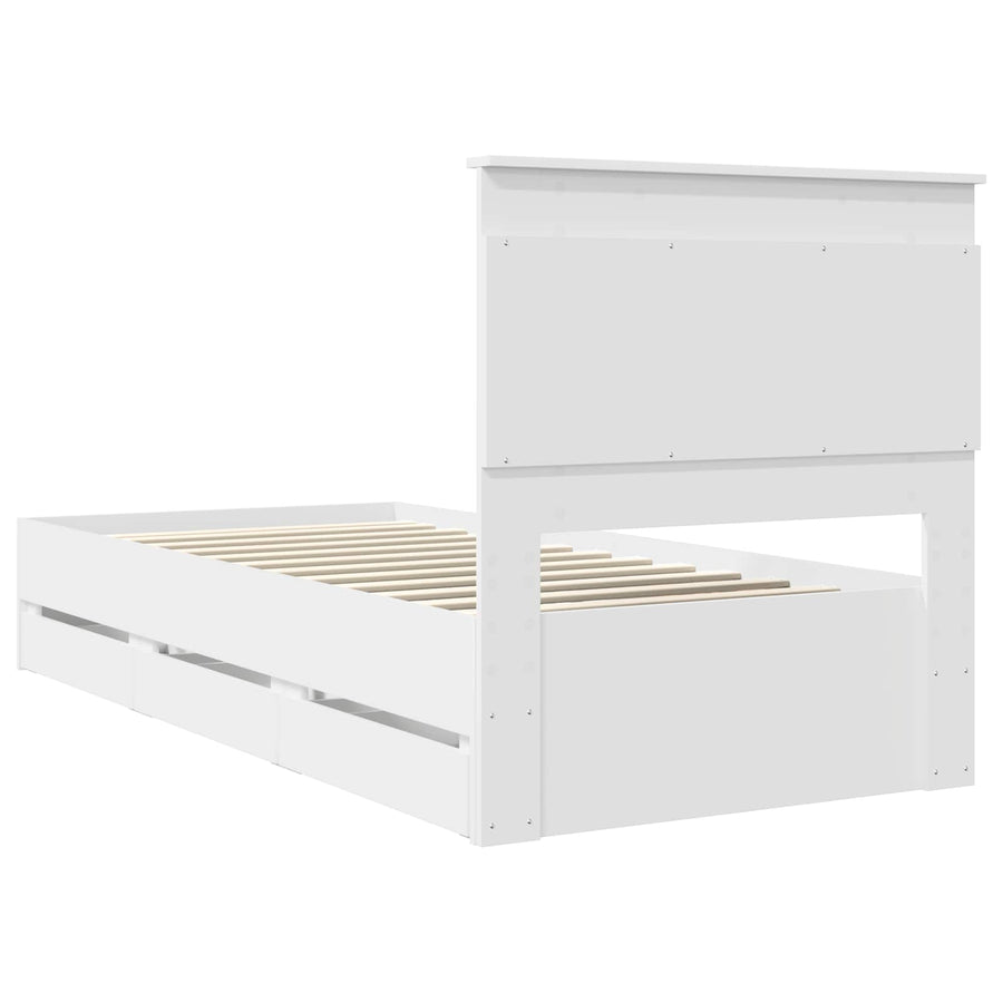 Bedframe met lade met hoofdeinde Wit 75 x 190 cm Ingenieurshout