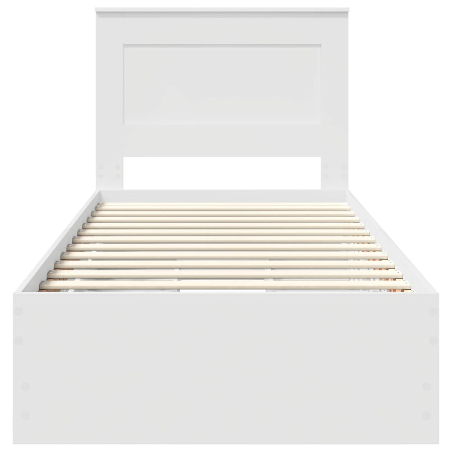 Bedframe met lade met hoofdeinde Wit 75 x 190 cm Ingenieurshout
