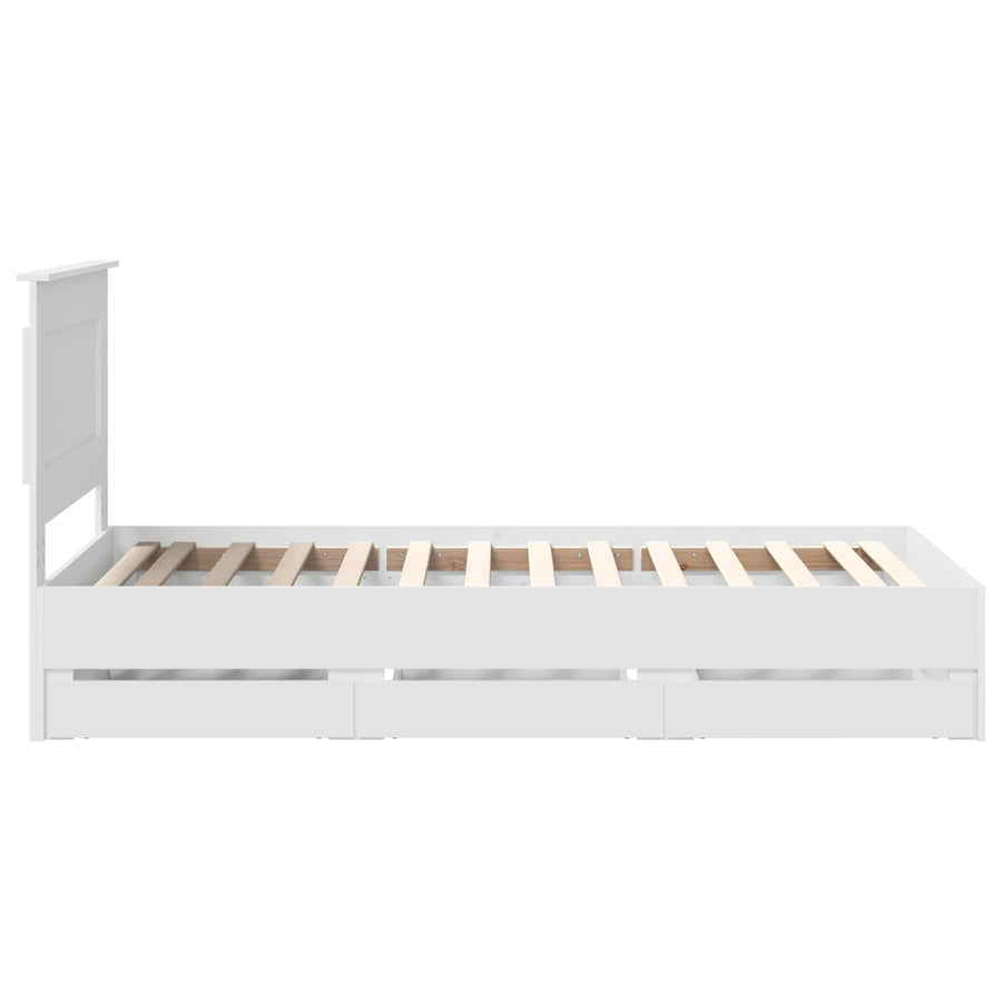Bedframe met lade met hoofdeinde Wit 75 x 190 cm Ingenieurshout