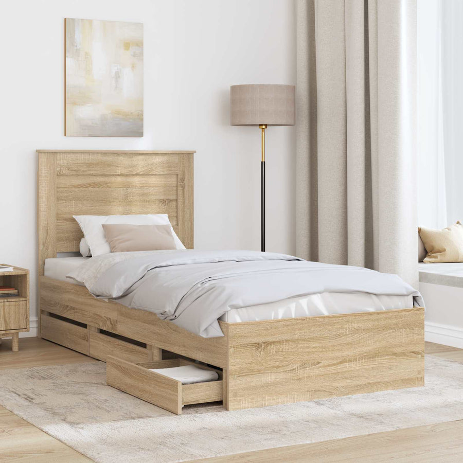 Bedframe met lade Sonoma Eiken 75 x 190 cm Ingenieurshout