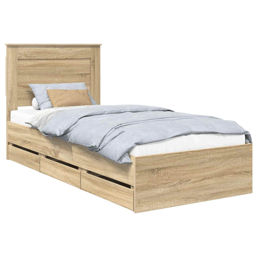 Bedframe met lade Sonoma Eiken 75 x 190 cm Ingenieurshout