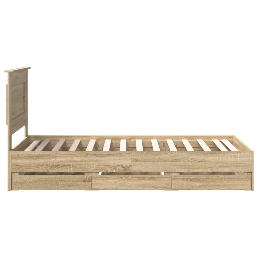 Bedframe met lade Sonoma Eiken 75 x 190 cm Ingenieurshout